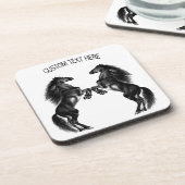 Schwarze Wildpferde - Text hinzufügen / Farbe hinz Getränkeuntersetzer (Linke Seite)