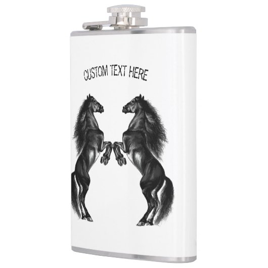 Schwarze Wildpferde - Text hinzufügen / Farben hin Flachmann (Links)