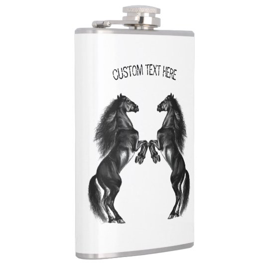 Schwarze Wildpferde - Text hinzufügen / Farben hin Flachmann (Rechts)