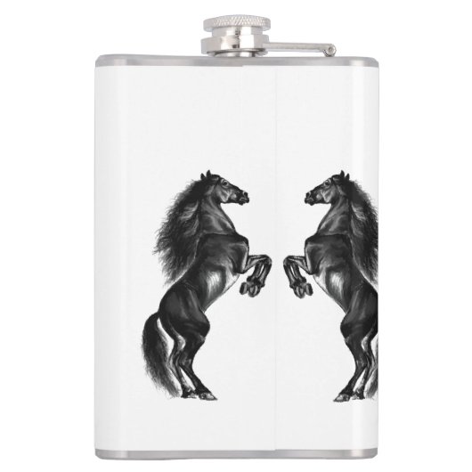 Schwarze Wildpferde - Text hinzufügen / Farben hin Flachmann (Rückseite)