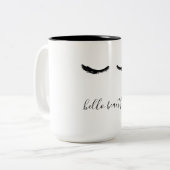 Schwarze Wimpern hallo schön Zweifarbige Tasse (Vorderseite Links)