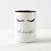 Schwarze Wimpern hallo schön Zweifarbige Tasse (Mittel)