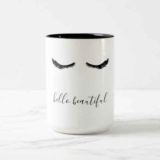 Schwarze Wimpern hallo schön Zweifarbige Tasse (Mittel)