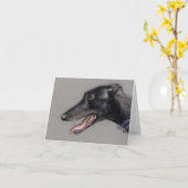 Schwarze Windhund-Hundekunst Notecard Karte (Gelbe Blume)