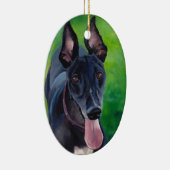 Schwarze Windhund-Hundekunst-Verzierung Keramik Ornament (Rechts)