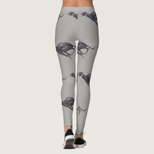 Schwarze Windhund-laufender Hundekunst-Leggings Leggings (Rückseite)