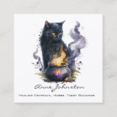 Schwarze Winkeln Cat Square Visitenkarte (Vorderseite)