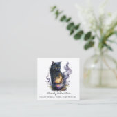 Schwarze Winkeln Cat Square Visitenkarte (Stehend Vorderseite)