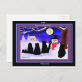 Schwarze Winterkatzen Weihnachtskarten Feiertagspostkarte (Vorne/Hinten)