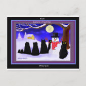 Schwarze Winterkatzen Weihnachtskarten Feiertagspostkarte (Vorderseite)