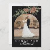 Schwarze Winterkiefer Fröhlich & Verheiratet Foto  Feiertagskarte (Vorderseite)