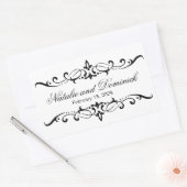 Schwarze Wirbel Hochzeitlogo Rechteckiger Aufkleber (Umschlag)
