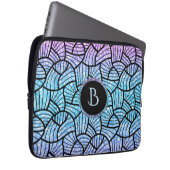 Schwarze Wirbel Muster auf farbigen Glitzer drucke Laptopschutzhülle (Vorne Rechts)