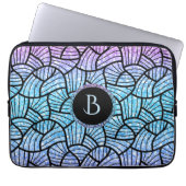 Schwarze Wirbel Muster auf farbigen Glitzer drucke Laptopschutzhülle (Vorderseite)