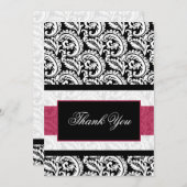 Schwarze Wirbel rosa Dankeschön-Karte Dankeskarte (Vorne/Hinten)
