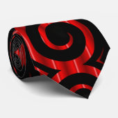 Schwarze Wirbel (rot) Krawatte (Gerollt)