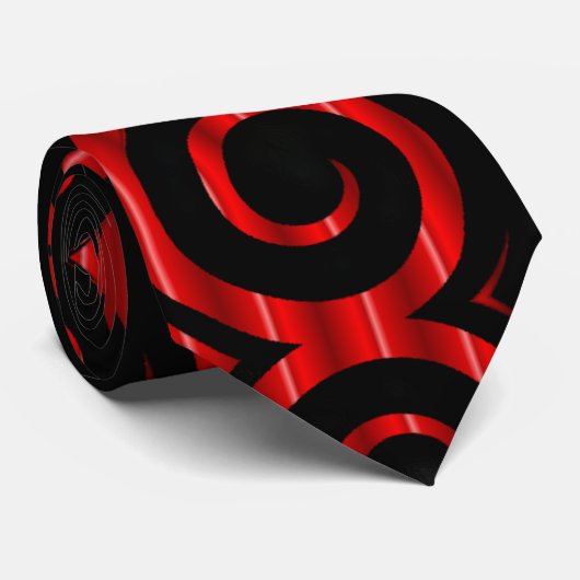Schwarze Wirbel (rot) Krawatte (Gerollt)