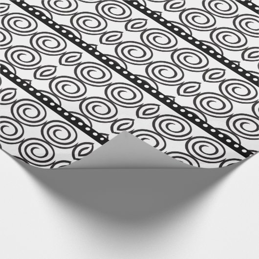 Schwarze Wirbel und Streifen Geschenkpapier (Ecke)