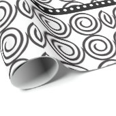 Schwarze Wirbel und Streifen Geschenkpapier (Rolleneckpunkt)