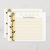 Schwarze wirbelfarbene Blätter auf goldgelben Reze Postkarte (Vorne/Hinten)