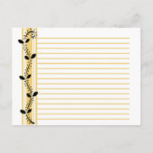 Schwarze wirbelfarbene Blätter auf goldgelben Reze Postkarte (Rückseite)