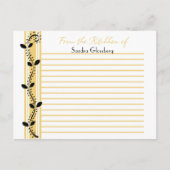 Schwarze wirbelfarbene Blätter auf goldgelben Reze Postkarte (Vorderseite)