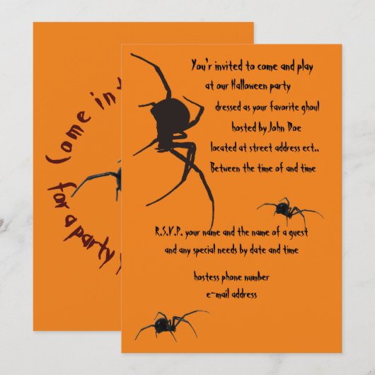 Schwarze Witwe Einladung (Vorne/Hinten)