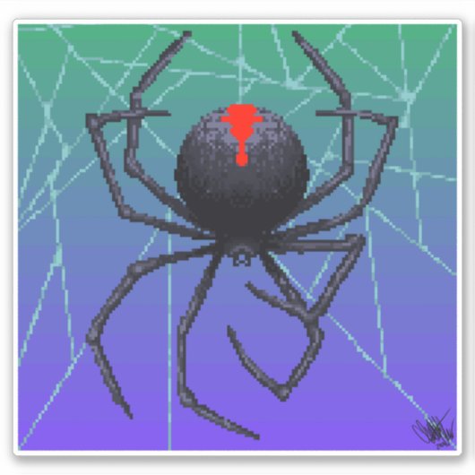 Schwarze Witwe Pixel Aufkleber (Vorderseite)