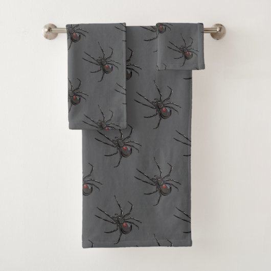 Schwarze Witwe Spider Originelle Zeichnend Kunst Badhandtuch Set (Insitu)