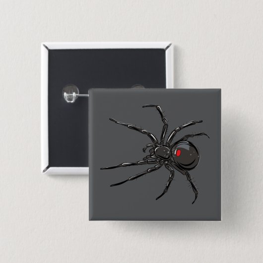 Schwarze Witwe Spider Originelle Zeichnend Kunst Button (Vorne & Hinten)