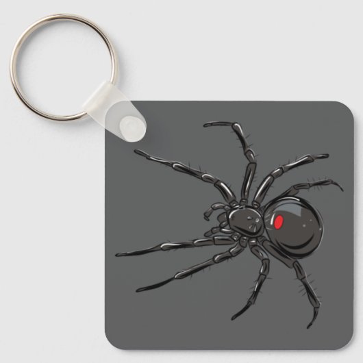 Schwarze Witwe Spider Originelle Zeichnend Kunst Schlüsselanhänger (Vorderseite)
