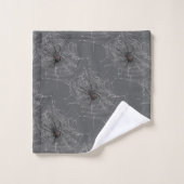 Schwarze Witwe Spiderweb Zeichnend Kunst Badhandtuch Set (Waschlappen)