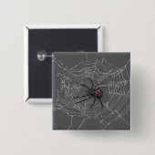 Schwarze Witwe Spiderweb Zeichnend Kunst Button (Vorne & Hinten)
