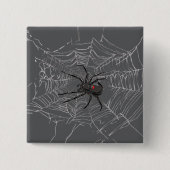 Schwarze Witwe Spiderweb Zeichnend Kunst Button (Vorderseite)
