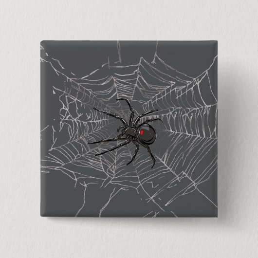 Schwarze Witwe Spiderweb Zeichnend Kunst Button (Vorderseite)