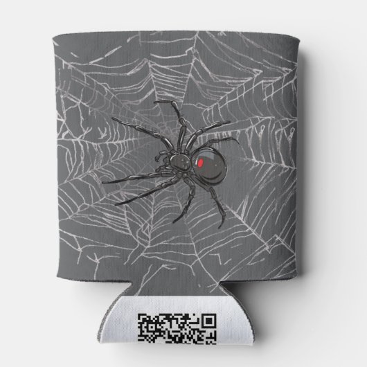 Schwarze Witwe Spiderweb Zeichnend Kunst Dosenkühler (Rückseite)