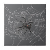 Schwarze Witwe Spiderweb Zeichnend Kunst Fliese (Vorderseite)