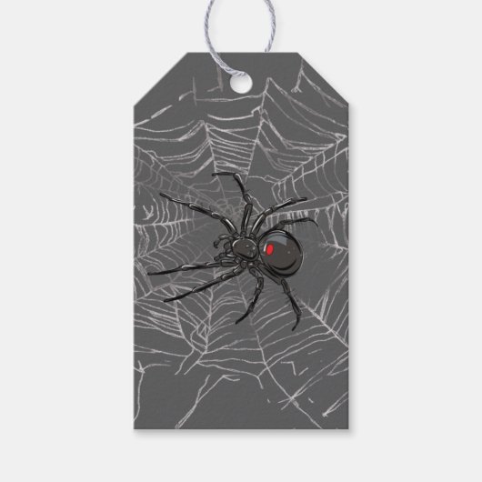 Schwarze Witwe Spiderweb Zeichnend Kunst Geschenkanhänger (Vorderseite)