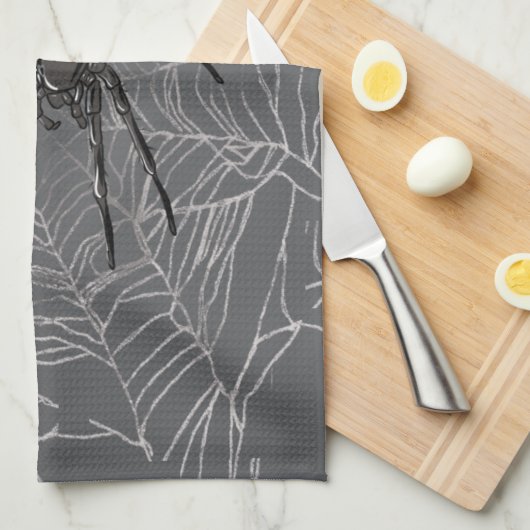 Schwarze Witwe Spiderweb Zeichnend Kunst Geschirrtuch (Viertel Falte)