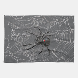 Schwarze Witwe Spiderweb Zeichnend Kunst Geschirrtuch