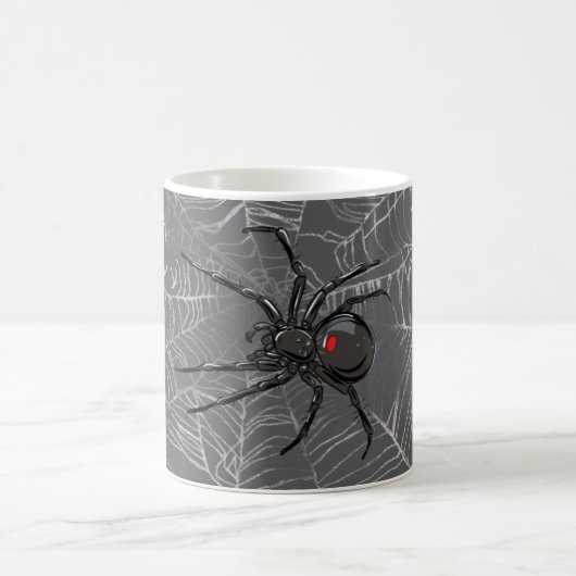 Schwarze Witwe Spiderweb Zeichnend Kunst Kaffeetasse (Mittel)