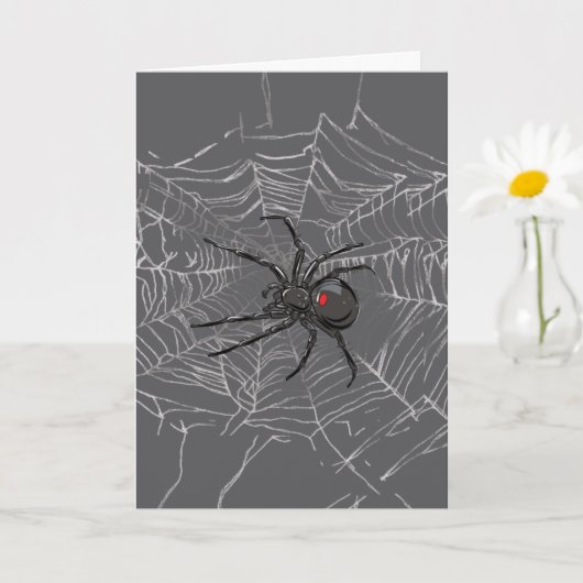 Schwarze Witwe Spiderweb Zeichnend Kunst Karte (Kleine Pflanze)