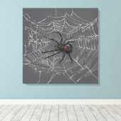 Schwarze Witwe Spiderweb Zeichnend Kunst Leinwanddruck (Insitu (Holzboden))