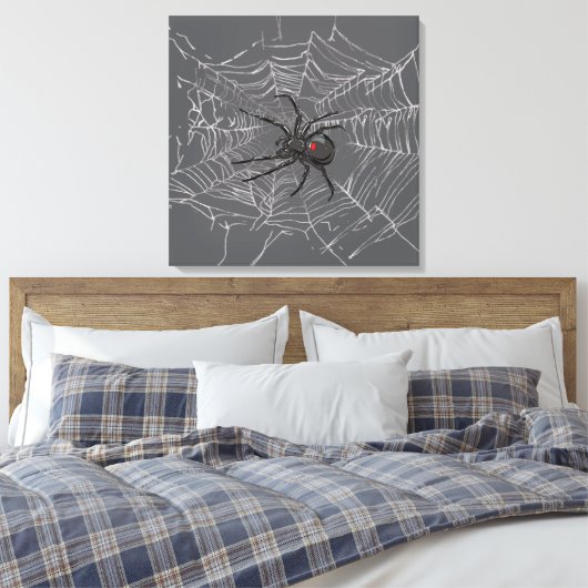 Schwarze Witwe Spiderweb Zeichnend Kunst Leinwanddruck (Insitu (Schlafzimmer))