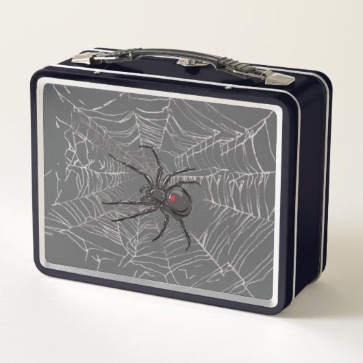 Schwarze Witwe Spiderweb Zeichnend Kunst Metall Brotdose (Rückseite)