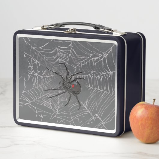 Schwarze Witwe Spiderweb Zeichnend Kunst Metall Brotdose (Beispiel)