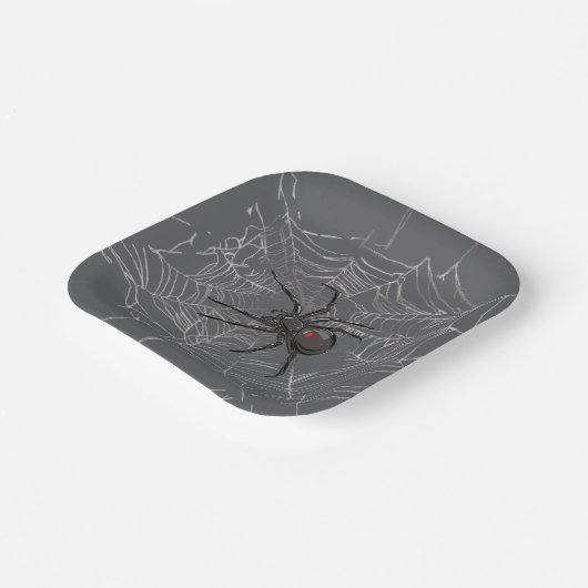 Schwarze Witwe Spiderweb Zeichnend Kunst Pappteller (Gewinkelt)