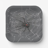Schwarze Witwe Spiderweb Zeichnend Kunst Pappteller (Vorderseite)