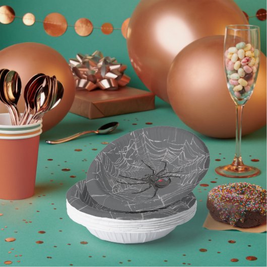 Schwarze Witwe Spiderweb Zeichnend Kunst Pappteller (Multi)