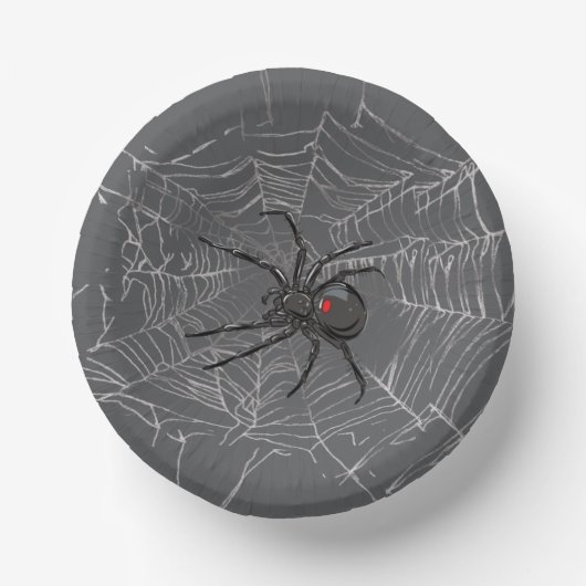Schwarze Witwe Spiderweb Zeichnend Kunst Pappteller (Vorderseite)